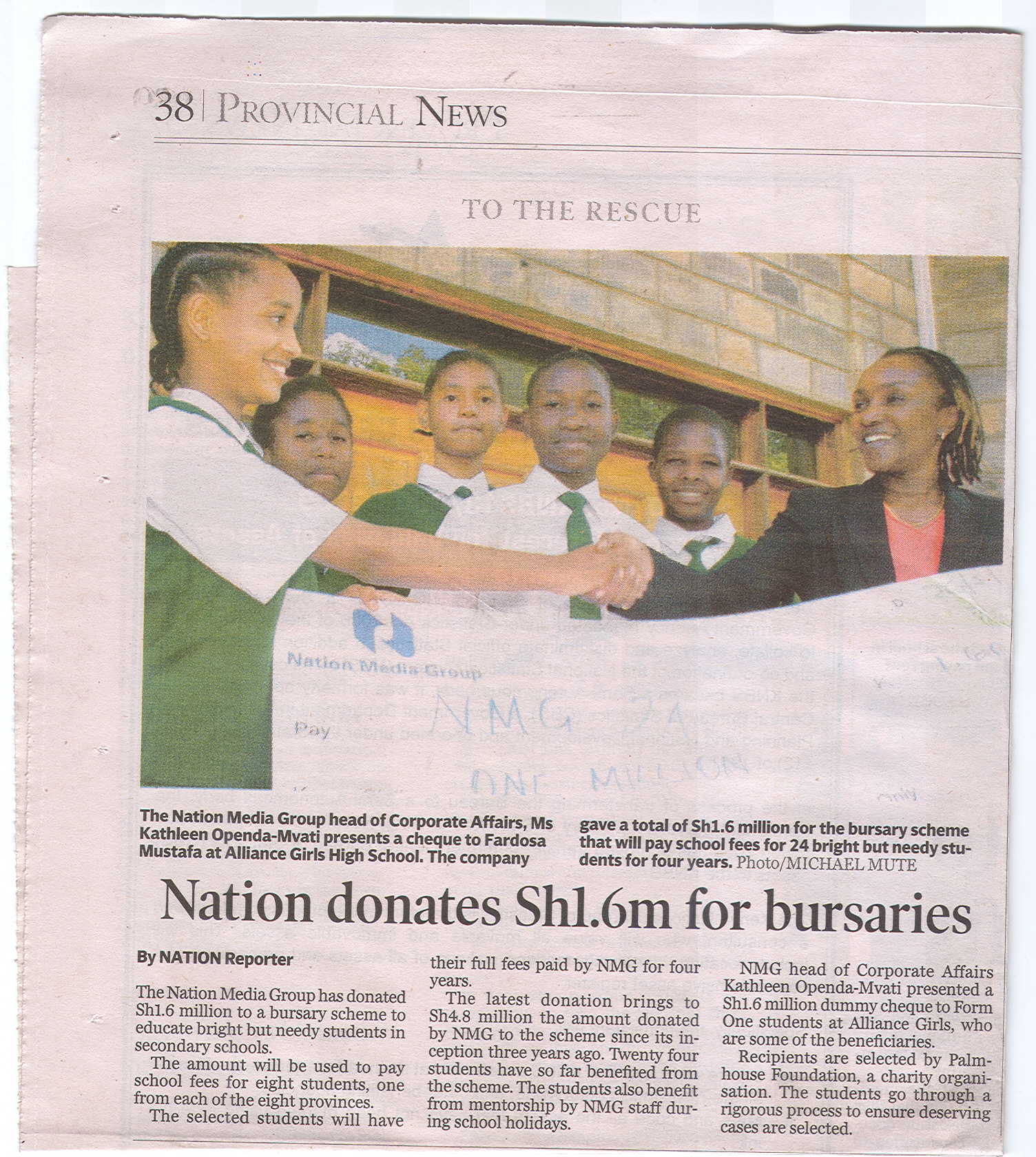 Nation Donates 1.6 Mn to Bursaries